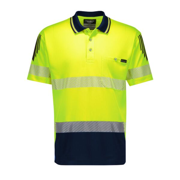 Mens Hi Vis Flux Segmented Tape Short Sleeve Polo Thumbnail